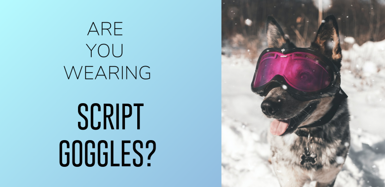 Are you wearing script goggles? Excited dog in goggles. 